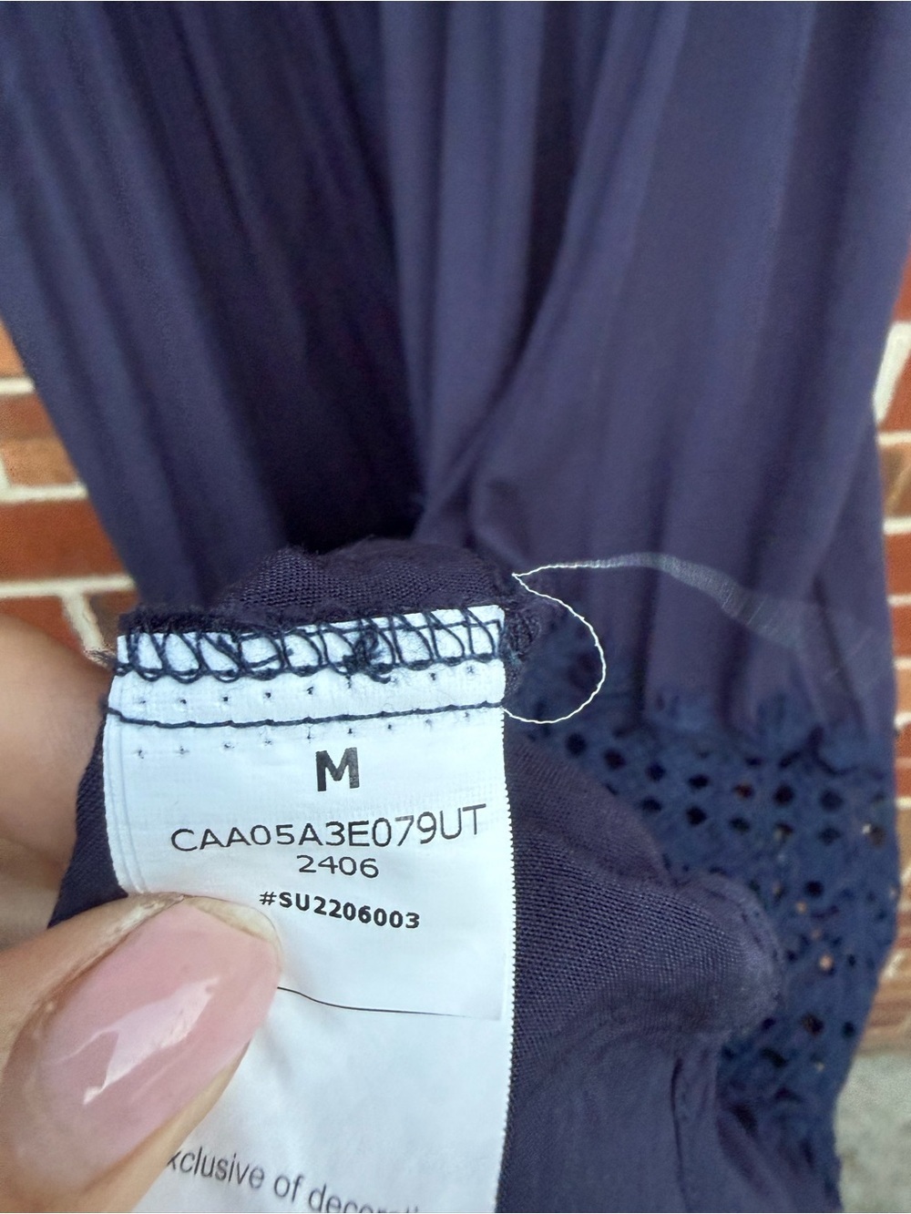 Cupshe Strapless Navy Blue Smocked Maxi Dress Boho Crochet Lace Trim Size M - Picture 2 of 5